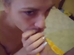 I pounded her moist crack missionary style after she sucked my drenched dong.